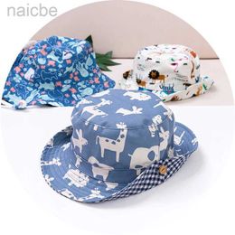 Caps Hats Children Bucket Hat New Spring Boys Girls Sun Hat Cute Cartoon Animal Whale Sea World Outdoor Summer Kids Hat Fishing Cap S-XL d240425