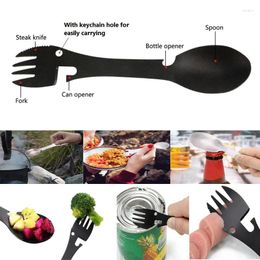 Dinnerware Sets Stainless Steel Spoon Reinforcement And Thickening Multifunction 45g Black Cutlery Set Multifunctional Fork