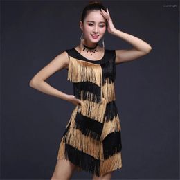 Stage Wear Latin Dance Dress Tassel Fringe Sexy Dancing Costumes For Women Evening Party Elastic Short Performance Clothing