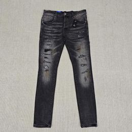Men's Jeans Purple Black Label Tinted Repair Low Raise Skinny Denim