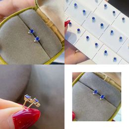 Sapphire Jewellery Earrings Ear Studs Round Vintage Style 0.45Ct Royal Blue Pendant Au750 Yellow Gold Retangle Queen Elegant Gift Princess Original Quality