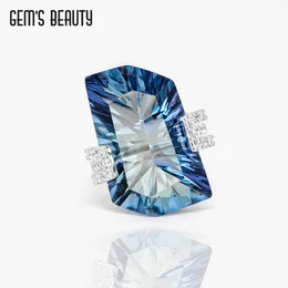 Cluster Rings GEM'S BEAUTY Solid 925 Sterling Silver Natural Lolite Blue Mystic Quartz Gemstone Ring For Women Irregular Fine Jewelry