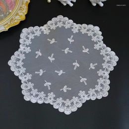 Table Cloth Round Mesh Flower Embroidery Cover Wedding Dining Tablecloth Kitchen Christmas Decoration And Accessories