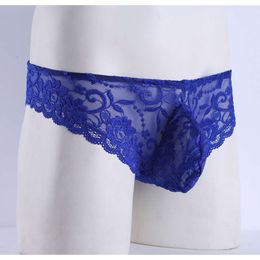 Mens Luxury Underwear Sissy Lingerie Panties Lace Floral Bulge Pouch Low Rise See Through Bikini Briefs Gay Erotic Underpants Nightwear Drawers Kecks Thong J8QE