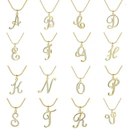 Pendant Necklaces Personalized CZ A-Z Alphabet Necklace Jewelry 18k Gold Plated Initial Letter Cursive Old English