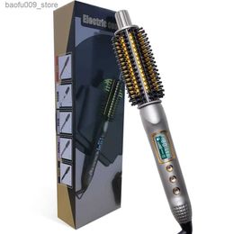 Curling Irons Hot curling iron ceramic ion hot brush 3-in-1 curler straight curling hair brush Q240425