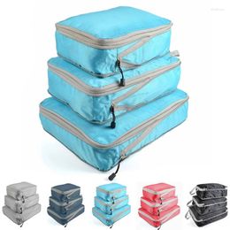 Storage Bags 3PCS Foldable Waterproof Travel Bag Compressible Packing Cubes Portable Handbag Suitcase Nylon Luggage Organizer