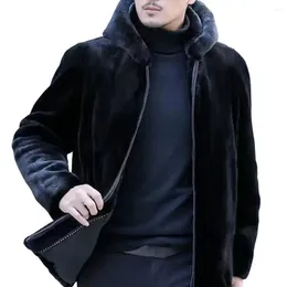 Men's Jackets Men Thermal Jacket Solid Color Long Sleeves Loose Outerwear Faux Fur Thicken Zipper Coat Clothing For Outdoor