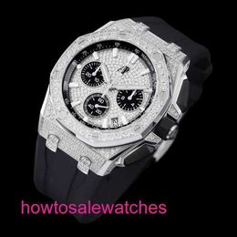 Luxury AP Wrist Watch Royal Oak 26423BC Automatic Machinery Mens Original Diamond Full Sky Star 43mm Watch with 18k Platinum Timepiece