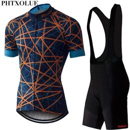 Phtxolue Men Cycling Set Clothing Cycling Road Bicycle Wear Breathable Anti-UV MTB Bike Clothes Short Sleeve Cycling Jersey Sets 240422