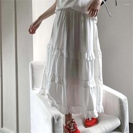 Skirts PLAMTEE White Cake Women Summer Lace Elegant Sweet Girls 2024 Casual Office Lady All Match Loose Streetwear OL