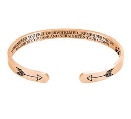 New Fashion solid Colour women men bangle Straighten Your Crown Inspirational Bracelet Stainless Steel Engraved Bangle femme34101007891823