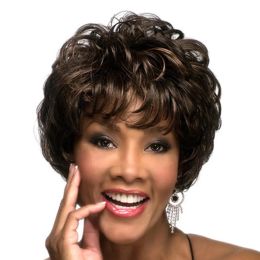 Wigs Short Curly Wigs for Black Woman Synthetic Black mixed Brown Hair Fluffy Fashion Party Daily Use Heat Resistant Wigs