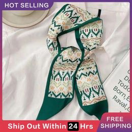 Scarves Thin Versatile 7cm Wide Chic Hair Accessory Narrow Trendy -seller Green Small Scarf Soft About 88cm Long Women