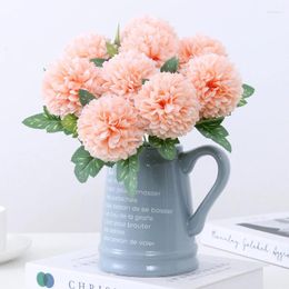 Decorative Flowers 5Pcs Artificial Flower Silk Chrysanthemum Wedding Party Arrangement Decoration Home Living Room Decor Fake