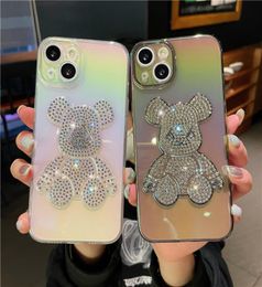 Mobile Phone Cases Cute bear diamond cover for iphone 14Pro 13 13promax 12 11 soft silicone material fashion style1504368
