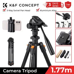 K F Concept 64inch162cm Video Tripod Lightweight Aluminium Tripods for Pography Live Streaming DSLR Camera Phone Holder Stand 240418