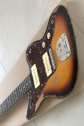 Rare 1959 Jazzmaster Heave Relic Faded 3Tone Sunburst Electric Guitar Wide Lollar Pickups Alder Body Red Pearl Pickguard Vinta3960709