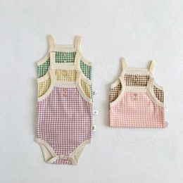 Rompers Summer Baby Bodysuits Palid Girls Clothes Fashion Toddler Clothing Infant Camisole H240425