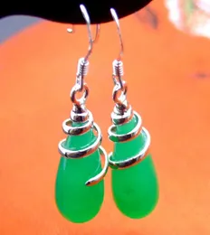 Dangle Earrings Qingmos Genuine 7 23mm Drop Green Jade Earring For Women With Chinese "Fu" Word Sterling Silver S925 Jewerly E326