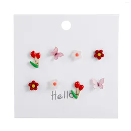 Stud Earrings Tulip Butterfly Simple Hypoallergenic Statement Jewelry For Female Casual Ears