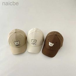 Caps Hats Cartoon Bear Baby Baseball Cap Cute Solid Colour Kids Boy Girl Peaked Hat Spring Summer Children Outdoor Sun Visors Caps Gorras d240425