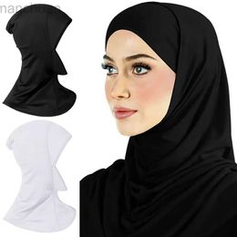 Hijabs Ramadan Muslim Underscarf Women Modal Hijab Cap Adjustable Muslim Stretchy Turban Full Cover Shawl Cap Full Neck Coverage d240425