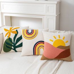 Pillow Cartoon Abstract Embroidery Cushion Cover 45*45 Soft Velvet Decorative Pillow Covers for Sofa Home Floor Throw Pillow Cases