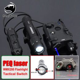 Lights PEQ15 WADSN PEQ15 Red Green Blue Laser Pointer Original Mark WMX200 Flashlight Tactical Switch Airsoft Accessorie PicatinnyRail