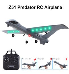RC Airplane Plane Z51 20 Minutes Flight Time Glider 24G Flying Model with LED Hand Throwing Wingspan Foam Plane Toys for Kids Y207547588