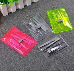 Whole 5pcs Stainless Steel Nail Care Set Pedicure Scissors Tweezer Knife Ear Pick Utility Nail Clipper Kit Manicure Set9221452