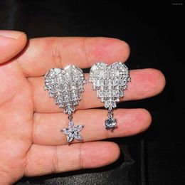 Stud Earrings Luxury Full Diamond Women Engagement Earring Paved CZ Stone 18k Gold Elegant Simple Female Jewellery Fine
