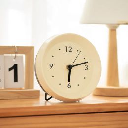 Clocks Ins Nordic Cream Silent Clock Desktop Decorative Simple Small Clock Desk Bedside Oranment for Bedroom Office Study Gifts