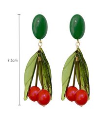 Modern Style Red Cherry Tassel Earrings Female Long Earrings Wild Temperament Earrings Y19051002243v9694941