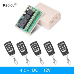 Controls 433MHz DC 12V 4CH Relay Module Receiver and Transmitter EV1527 RF Wireless Remote Control Switch for Garage Light Motor DIY