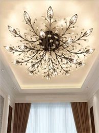 Modern K9 Crystal chandelier LED Flush Mount Ceiling Lights Fixture Gold Black Home Lamps for Living Room Bedroom Kitchen fixtures3643032