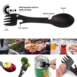 Dinnerware Sets Bottle Opener Spoon Reinforcement And Thickening Not Easily Damaged Black Cutlery Set Multifunctional Fork 45g