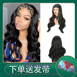 Wigs and hair pieces Hair band wig womens long ice silk with head cover fluffy large wave chemical Fibre