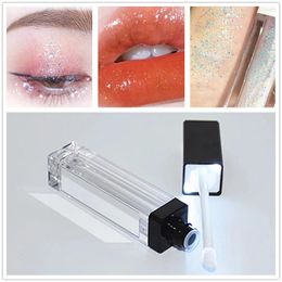 Storage Bottles 7ml Square Lip Gloss Tube Empty Refillable Plastic Lipstick Bottle With LED Light Mirror Long Eyeshadow Cream Container