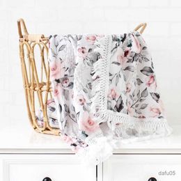 Blankets Swaddling Muslin Swaddle Baby Blanket for Beds Tassel Throw Blanket Baby Swaddle Bath Towel with Fringe Print Summer Blanket