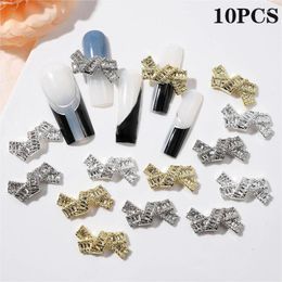 Nail Art Decorations 10 Pcs Japanese-style 3D Bowknot Charms Alloy Ribbon Bows Decoration DIY Luxury Gold Silver Manicure Accessories