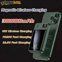 Cases CENTRALINTEL 22.5W Magnetic Wireless Charger 30000mAh Power Bank PD Fast Charging for iPhone 15/14/13/12/Pro/Mini/Pro Max