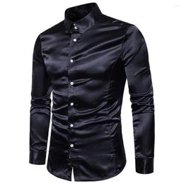 Men's Dress Shirts Stylish Satin Luxury Shirt Collared Slim Fit Unique Style For Formal And Casual Wear In Every Season