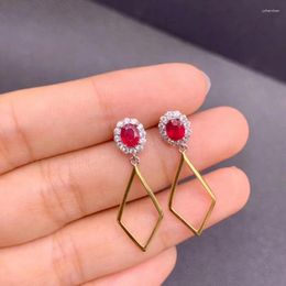 Stud Earrings The Gift For Wedding Ruby Earring 925 Sterling Silver Fahshion Natural And Real