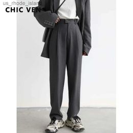 Maternity Bottoms CHIC VEN Simple Casual Women Twill Suit Pants Wide Leg Pants Straight Floor Pants Office Ladies Female TrousersL2404