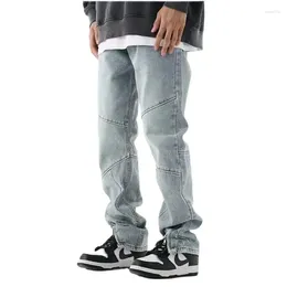 Men's Jeans American Style High Street Denim Pants With Zipper Stitching Men Women's Hiphop Loose Straight Trousers XXL