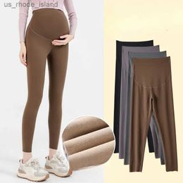 Maternity Bottoms Autumn Winter Maternity Yoga Leggings Maternity Non-marking Belly Pants High Elastic Buttocks Lift Seamless Outer Wear ThinL2404
