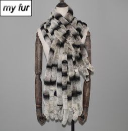 Scarves Long Style Women Real Rex Fur Scarf Warm Soft Warp Quality Fashion Tassel Shawl7756724