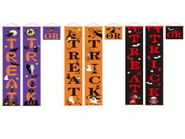 Trick or Treat Halloween Porch Sign Banner for Front Door or Indoor Home Decor Welcome Signs Couplet Halloween Decorations JK1909X3794555
