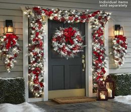 Decorative Flowers Wreaths Christmas Wreath Outdoor 2022 Xmas Decorations Signs Home Garden Office Porch Front Door Hanging Garlan6872248